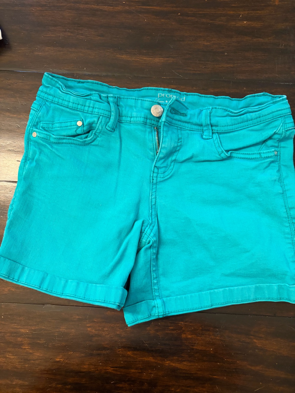 Promod Bright Teal Denim Short size 6